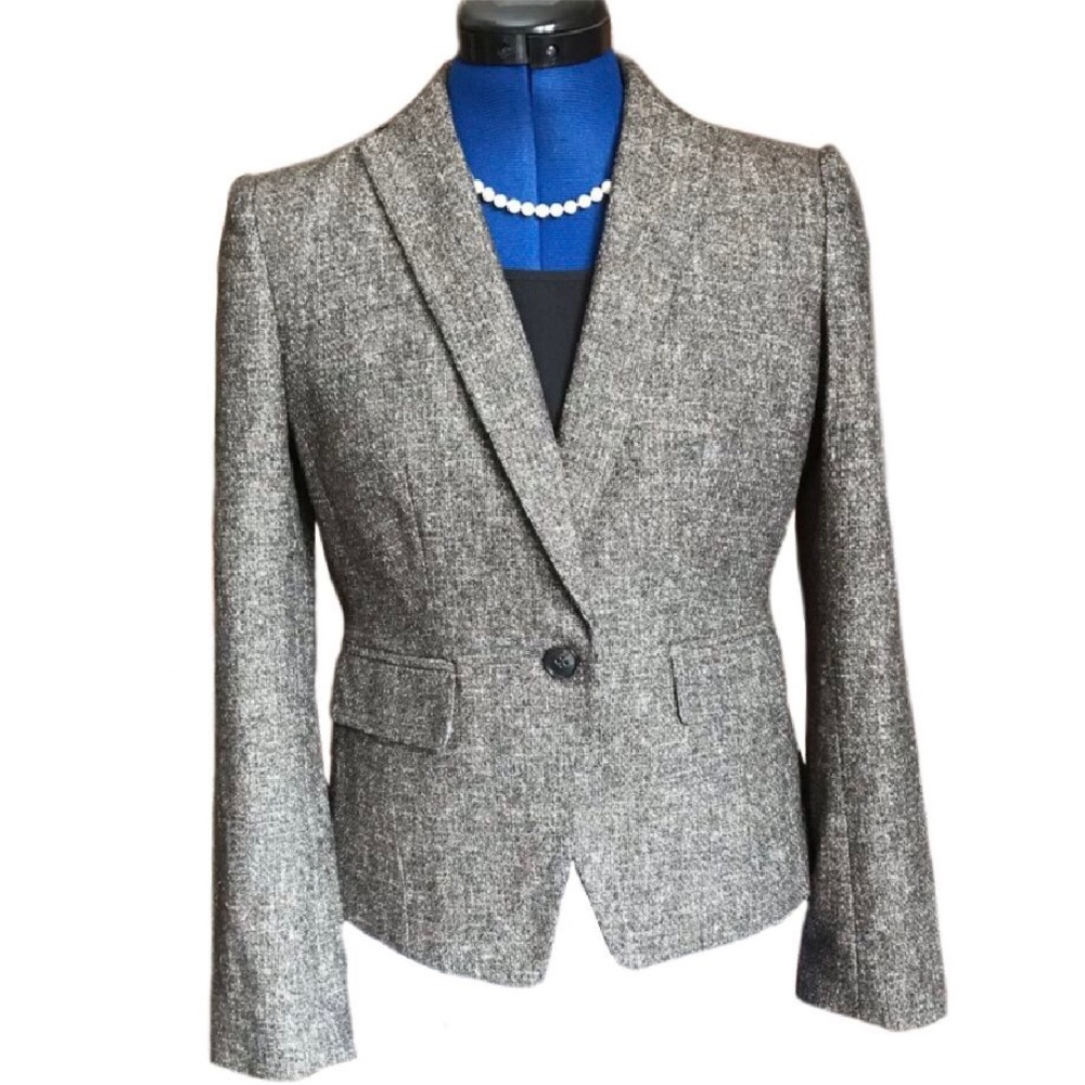 Ann Taylor Marled Brown Tweed Blazer